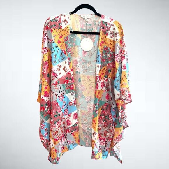 Size XL/1XL Umgee Mixed Patch Floral Print Kimono - Picture 2 of 8
